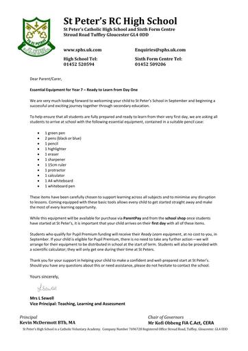 Ready 2 Learn Transition Letter
