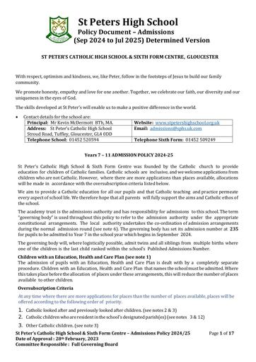 2024-2025 Admission Policy
