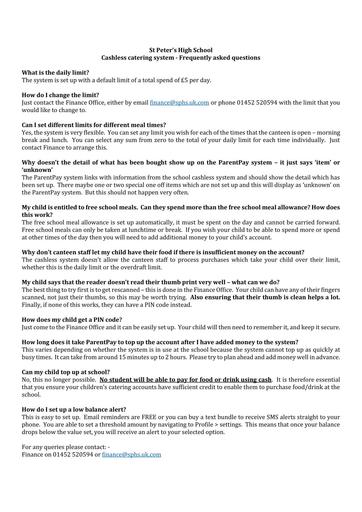 ParentPay frequently asked questions